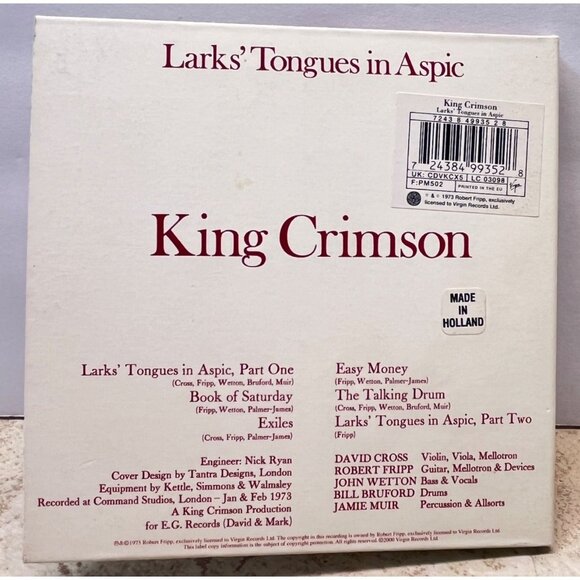 King Crimson Larks' Tongues In Aspic CD Holland 30th Anniversary Prog Rock - Picture 3 of 6